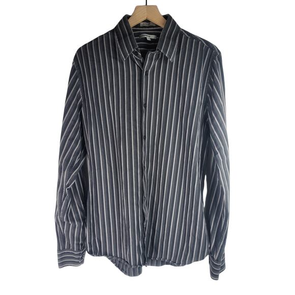 EXPRESS FITTED STRETCH STRIPED LONG SLEEVE SHIRT - LARGE - Picture 1 of 6